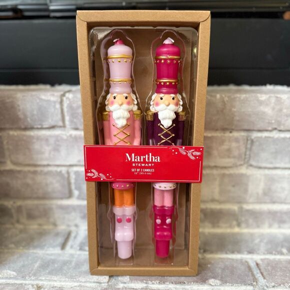 NEW Martha Stewart Christmas Nutcracker Taper Candle Set of 2 Viral - Picture 2 of 10